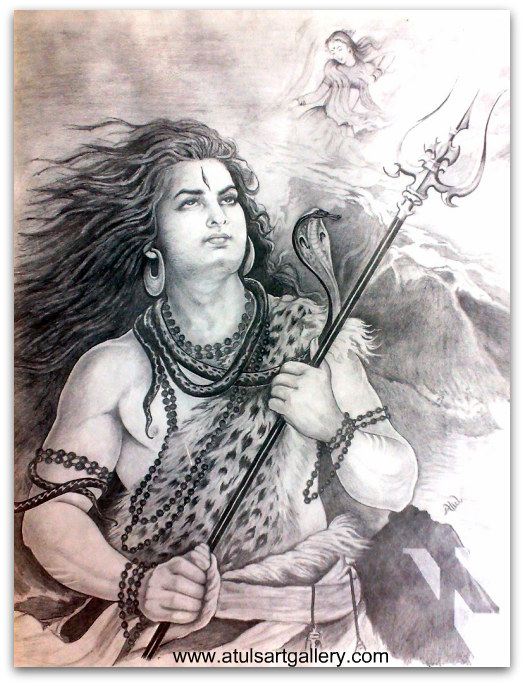 Pencil Sketch Of Lord Shiva - Desi Painters